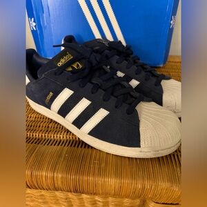 adidas Originals Superstar Suede Collegiate Navy FTWWHT Size 11.5